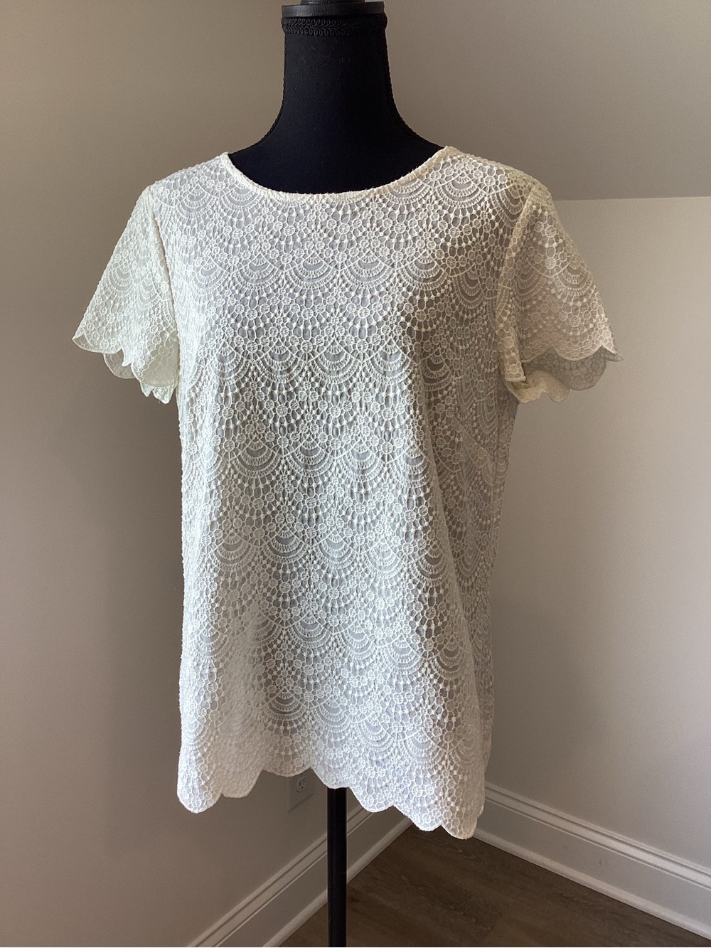 LOFT Ivory Lace Blouse Romantic‎ Cottagecore Boho Feminine Medium